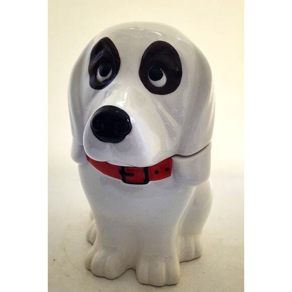 COOKIE/TREAT JAR/Basset Hound-White-Red Collar (Not Pioneer Woman)-10" Tall - Picture 10 of 16